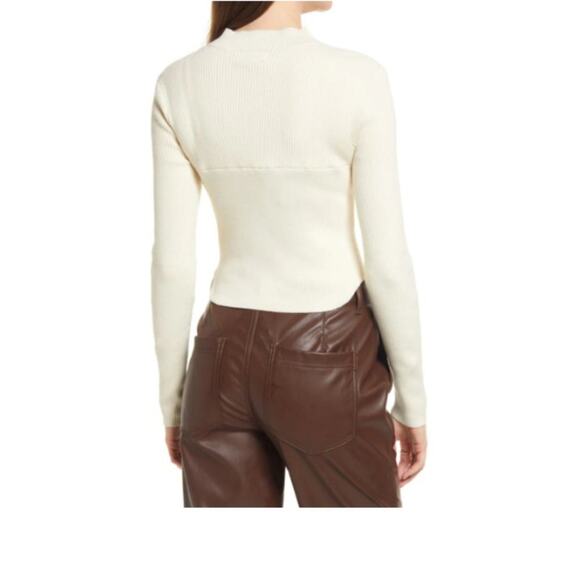 New ~ OPEN EDIT ~ Cutout Detail Cotton Blend Corset Sweater Size Small - Picture 7 of 8